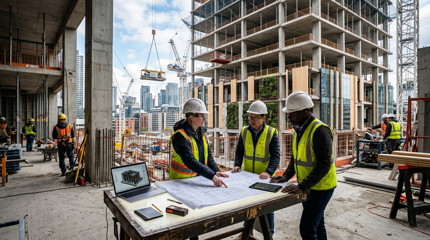 Modern architecture and infrastructure representing XVII GROUP's construction and development focus.